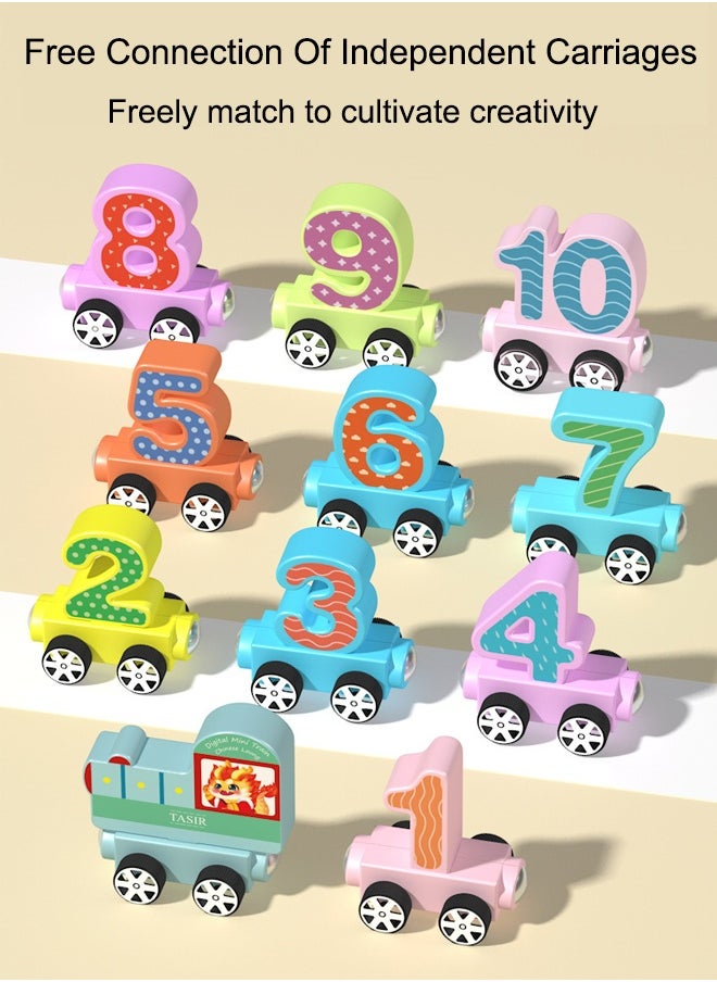 11 PCS Wooden Train Toys  Magnetic Digital Train Car Blocks Alphabet Educational Train Toy Colorful Sensory Toys Montessori Toys Children's Educational Toys  Early Development Toys  - Image 5