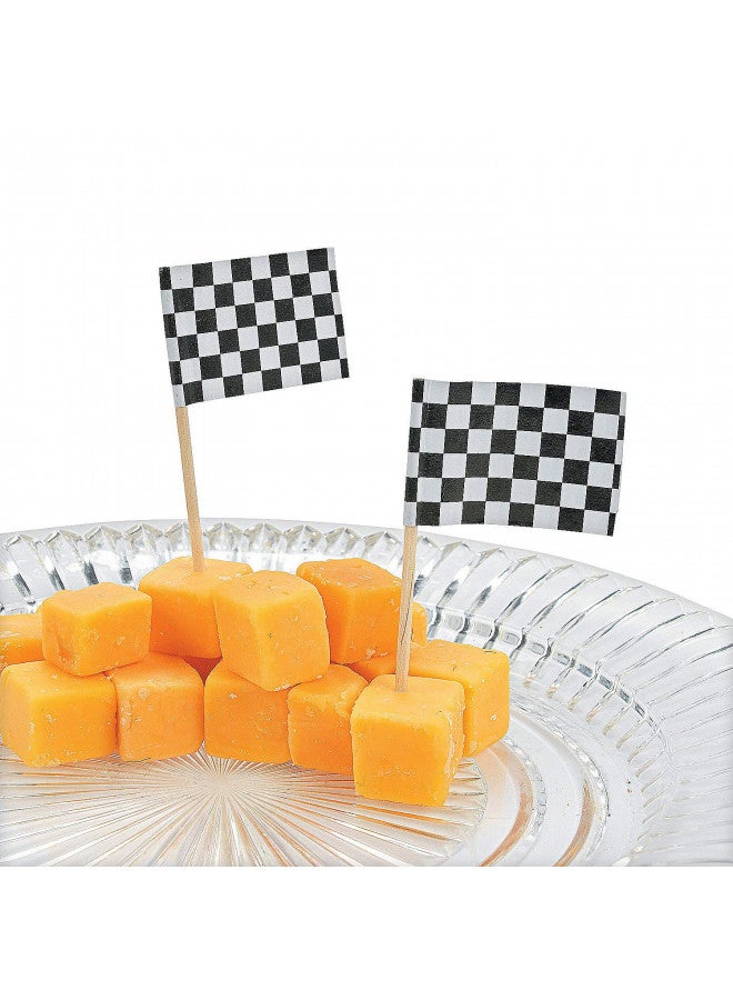 Fun Express - Race Car Flag Picks for Party - Party Supplies - Serveware & Barware - Picks & Stirrers & Parasols - Party - 144 Pieces