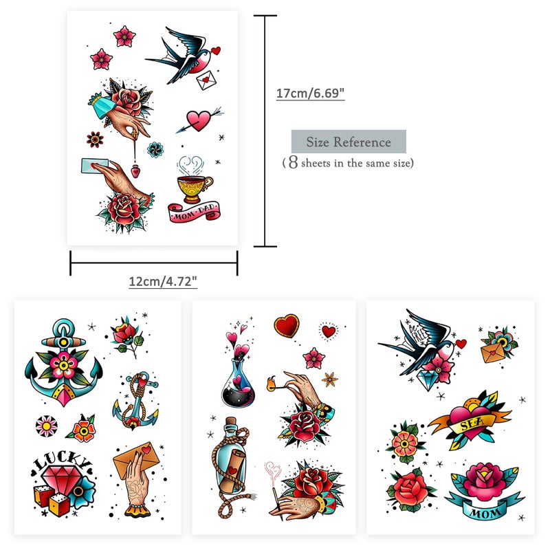 Roarhowl 51 tattoo sets,American retro tattoos, retro and innovative designs, beautiful small tattoos, temporary tattoos for adults and kids - Image 2