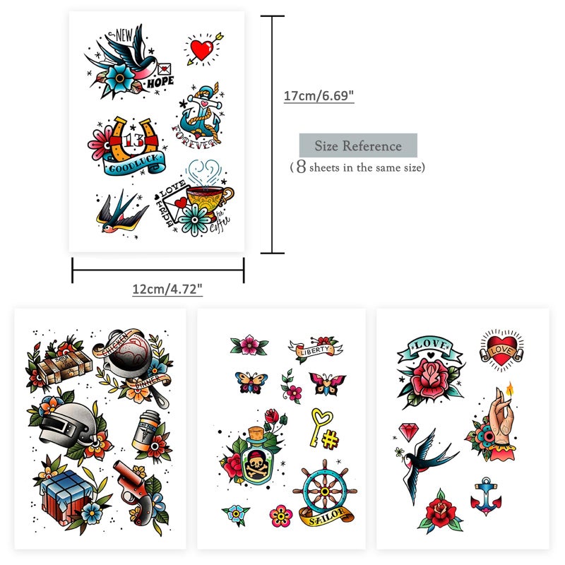 Roarhowl 51 tattoo sets,American retro tattoos, retro and innovative designs, beautiful small tattoos, temporary tattoos for adults and kids - Image 3