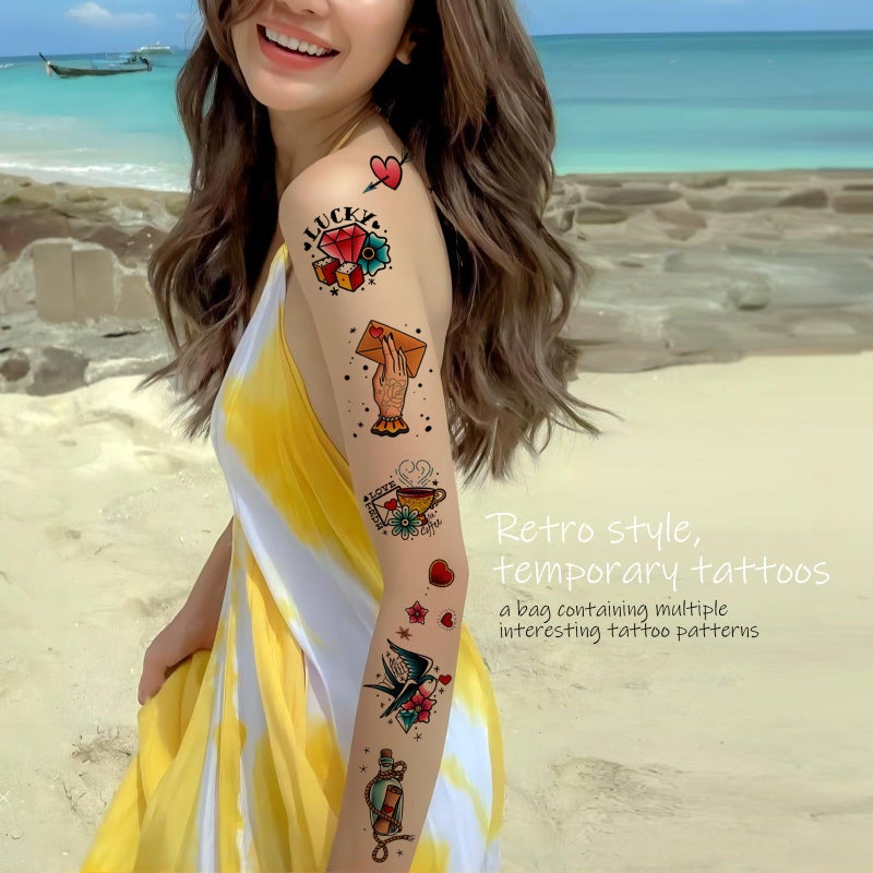 Roarhowl 51 tattoo sets,American retro tattoos, retro and innovative designs, beautiful small tattoos, temporary tattoos for adults and kids - Image 5