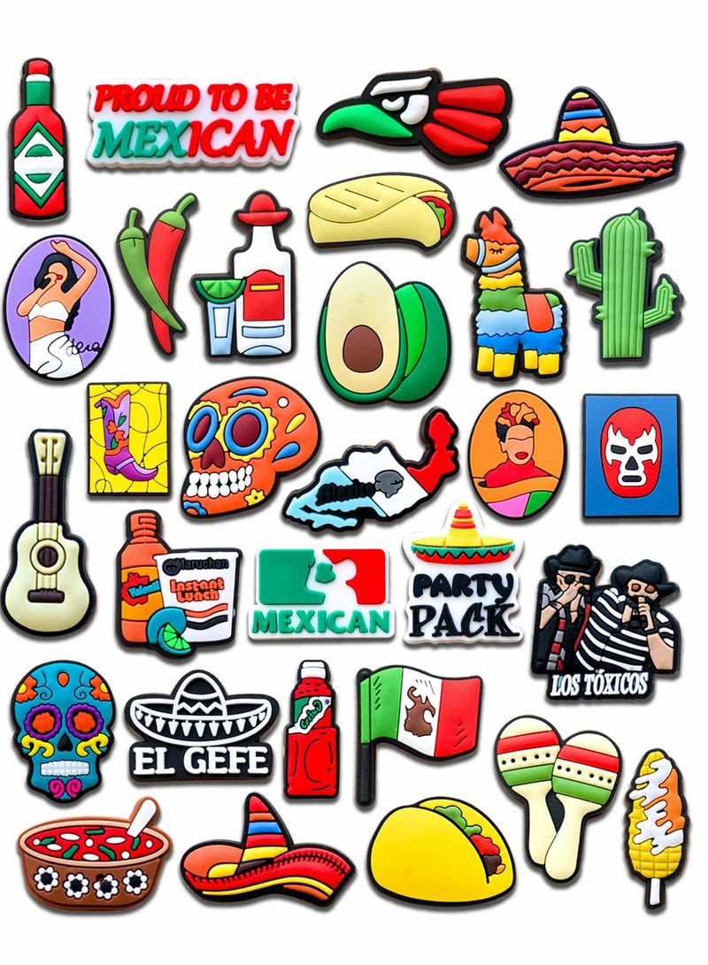 SOLARAE سحر الأحذية كروك، إكسسوارات كروك كرتونية لتزيين الأحذية ‚Äãسحر PVC لسوار المعصم للرجال والنساء والأطفال الفتيات والممرضات، دبابيس هدايا حفلات عيد الميلاد للأطفال، مجموعة 30 قطعة - Image 1