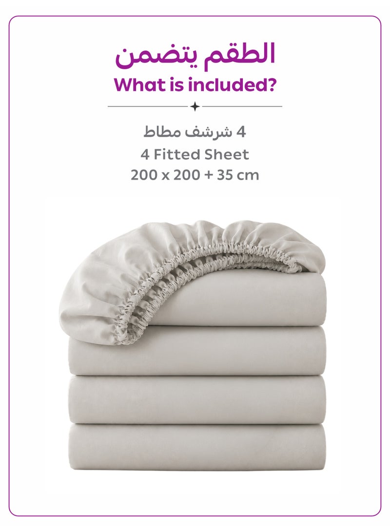 Donetella Super King Fitted Sheets 200x200 cm – Pack of 4 | OEKO-TEX Certified Brushed Microfiber | Deep Pocket with 360° All-Round Elastic | Ultra Soft, Wrinkle Resistant, Easy Care | Safe for Sensitive Skin - Image 5