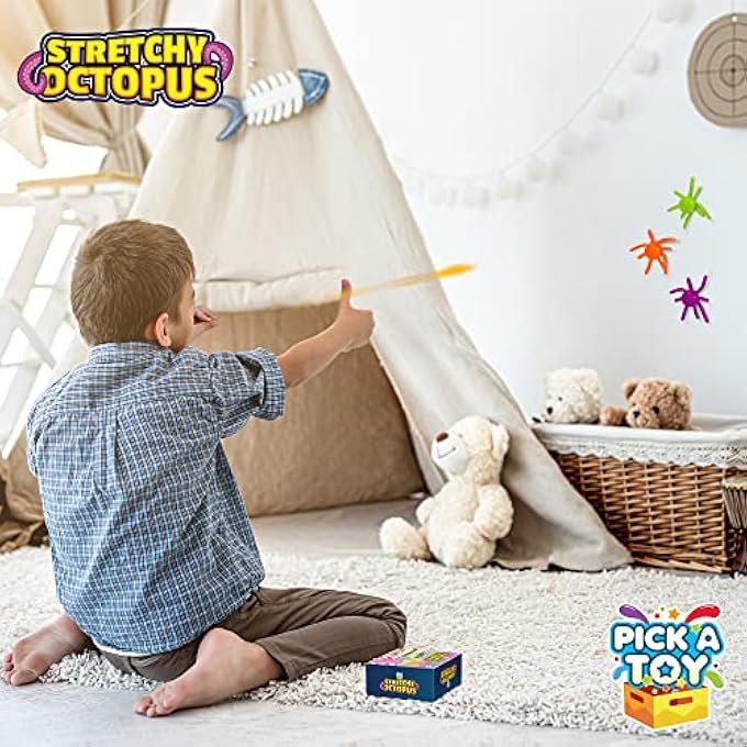 Pick A Toy Octopus Wall Crawling Sticky Toys for Kids, 4 Pack, Soft and Flexible Squishy Walkers, Bright and Colorful Climbers, Washable and Reusable Stickiness, Birthday Party Favors and Easter Basket Stuffers - Image 5