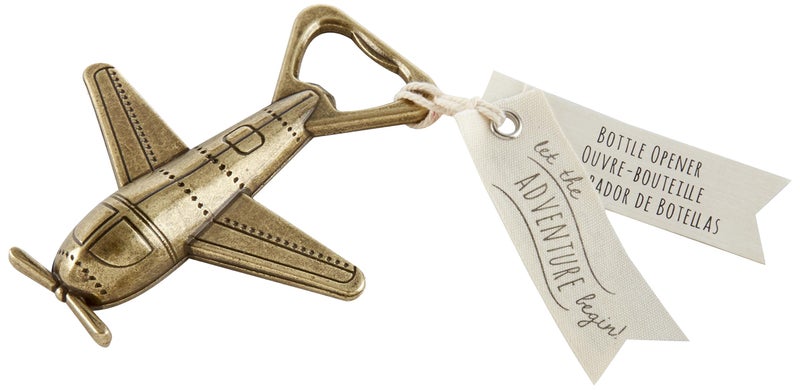 Kate Aspen Let the Adventure Begin Airplane Bottle Opener, Wedding Party Favors, Bridal Shower Gift, Travel Themed Decorations - Image 1