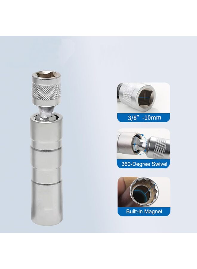 Generic 3/8" Spark Plug Socket with Enhanced Magnetic Design Swivel Thin Wall Spark Plug Socket 360 Degree Swivel Suitable for Most Car Motorcycle 12 Point  - Image 2