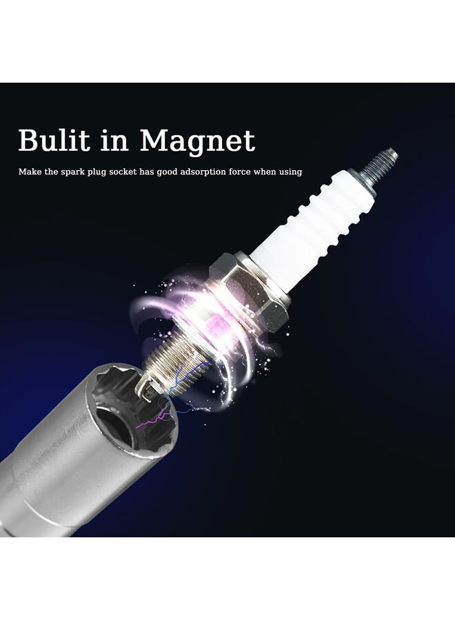 Generic 3/8" Spark Plug Socket with Enhanced Magnetic Design Swivel Thin Wall Spark Plug Socket 360 Degree Swivel Suitable for Most Car Motorcycle 12 Point  - Image 5