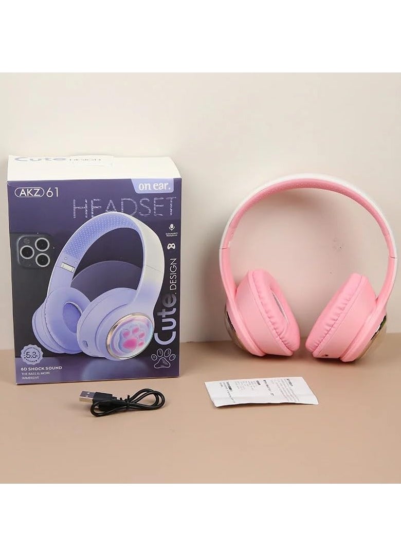 AMBERJACK Wireless Music BT Headphones for Gaming Over Ear Foldable Noise Protection Headset AKZ61 For Children Boy Girl Travel School Phone Pad Tablet PC  - Image 4