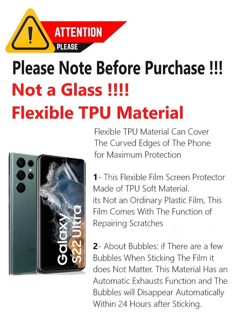 Unipha Flexible TPU Screen Protector Designed For Samsung Galaxy S22 Ultra Clear HD Self Healing Unbreakable Film - Image 2