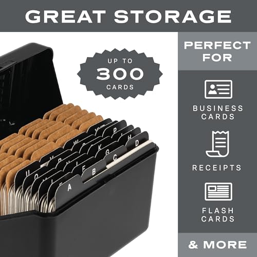 Alfion 3x5 Index Card Holder Set | 24 Black Alphabet Tab Dividers, 24 Blank Customizable Kraft Dividers, 50 Ruled Index Cards 3x5 - Image 4