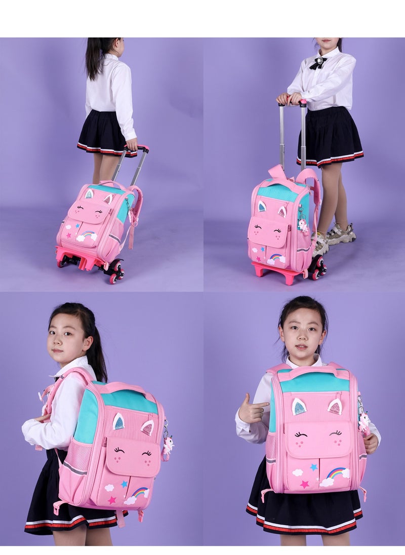 Generic Kids Trolley Backpack Rolling Schoolbag, Large Capacity Water Repellent Travel Wheeled Bag for Primary Students, Girls and Boys  - Image 2