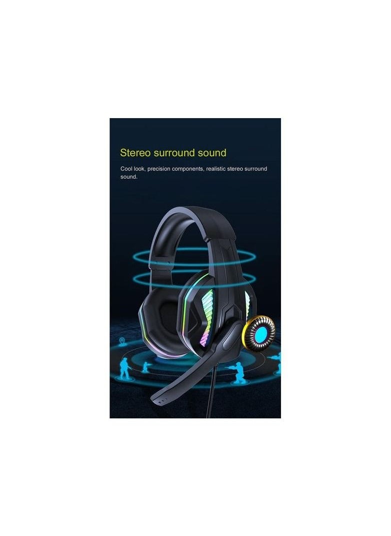 Aspor - Aspor A217 Multicolour Game Headset  USB*3.5mm  Multi-color light flashing alternately. Rotatable microphone. Comfortable and skin-friendly material. Stereo surround sound. Wire control function. - Image 1