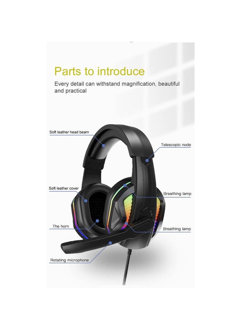 Aspor - Aspor A217 Multicolour Game Headset  USB*3.5mm  Multi-color light flashing alternately. Rotatable microphone. Comfortable and skin-friendly material. Stereo surround sound. Wire control function. - Image 1