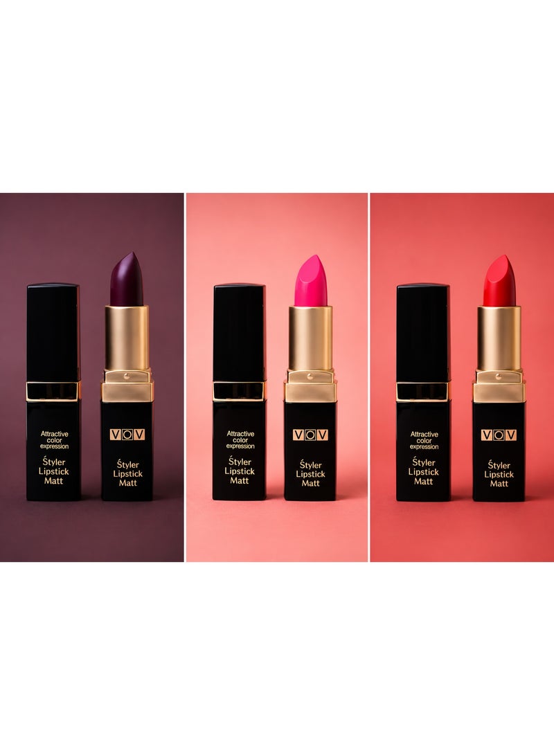 Set of 3 long-lasting creamy lipsticks