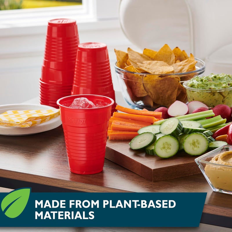Hefty ECOSAVE Compostable Party Cups  Red  18 oz  16 Count (Pack of 3)  48 Total - Image 5