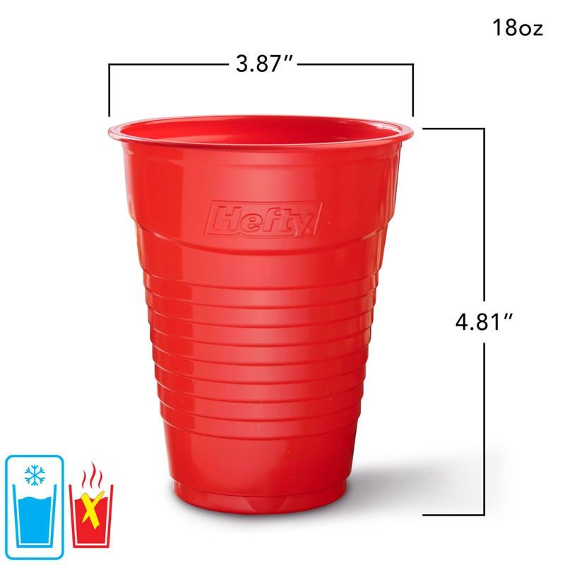 Hefty ECOSAVE Compostable Party Cups  Red  18 oz  16 Count (Pack of 3)  48 Total - Image 3