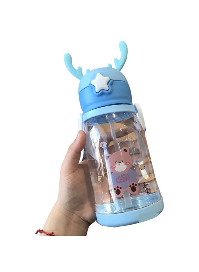 Kids Water Bottle with Built-In Straw – 600ml Leak-Proof  -Free Bottle for School, Travel & Sports – Durable & Easy to Carry – Multicolor  - Image 2