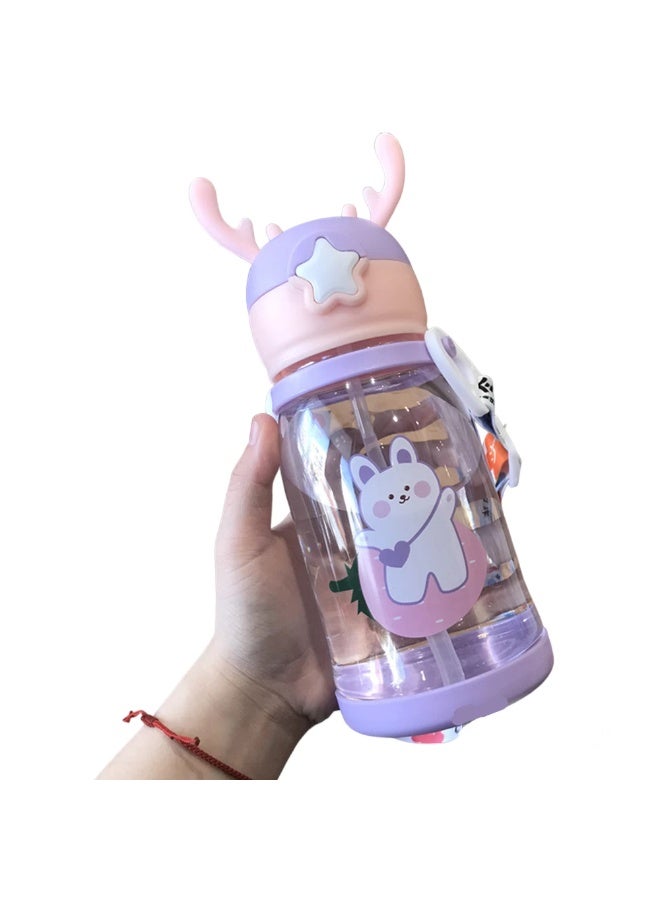 Kids Water Bottle with Built-In Straw – 600ml Leak-Proof  -Free Bottle for School, Travel & Sports – Durable & Easy to Carry – Multicolor  - Image 3