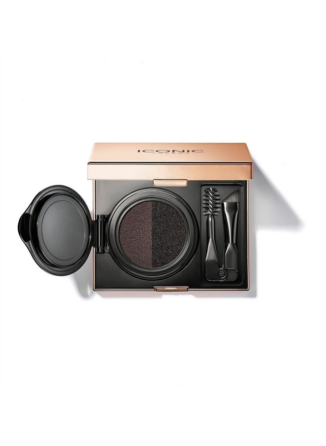 ICONIC LONDON ICONIC LONDON Eyebrow Cushion 2 Colour Sculpter | Fill and Define Eyebrows, Includes a Double Sided Applicator, (Black Brown)  - Image 1