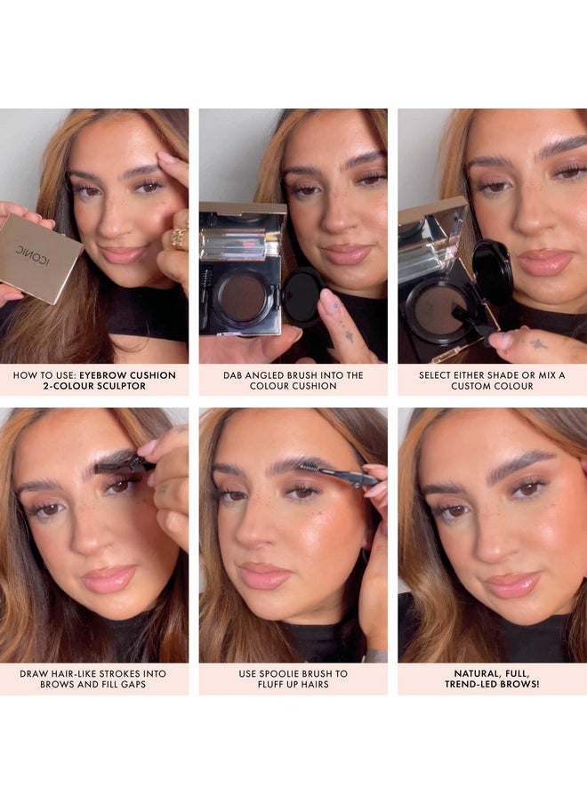 ICONIC LONDON ICONIC LONDON Eyebrow Cushion 2 Colour Sculpter | Fill and Define Eyebrows, Includes a Double Sided Applicator, (Black Brown)  - Image 3
