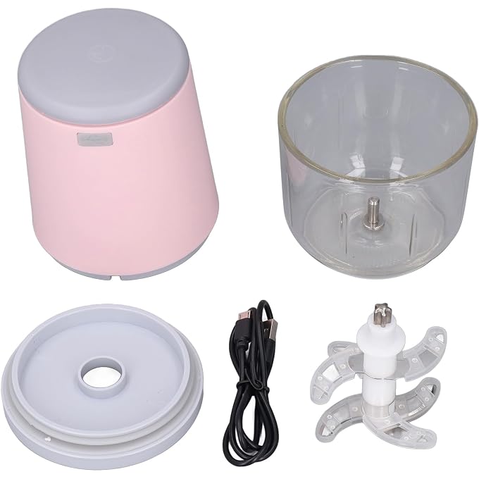 YOSOO Portable Mini Food Processor, Cordless Electric Chopper for Vegetables Fruits Meat Garlic with 300ML Capacity, Convenient for On The Go Cooking, Detachable Parts for Easy (Pink) - Image 1
