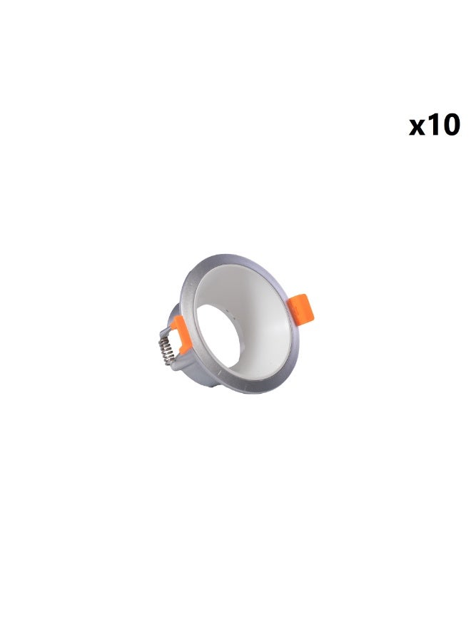 Jana Light Empty round plastic spotlight with a thin lip, silver and white, Jana Light LT-230 quantity 10 - Image 1