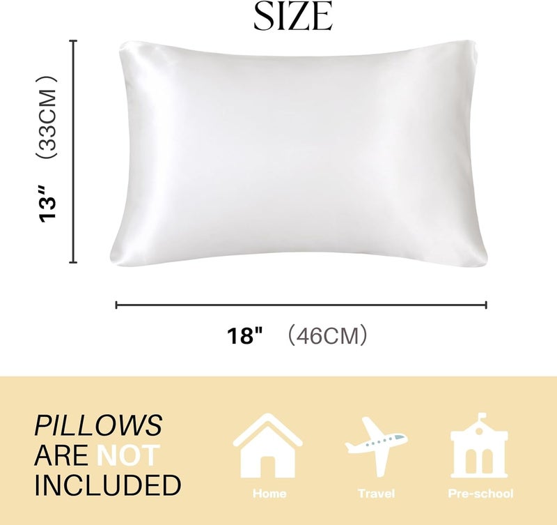LCBD Silky Satin Toddler Pillowcases Set of 2, Super Soft Travel Pillow Covers, Small Kids Pillow Cases with Envelope Closure, 13"x 18", Ivory - Image 4
