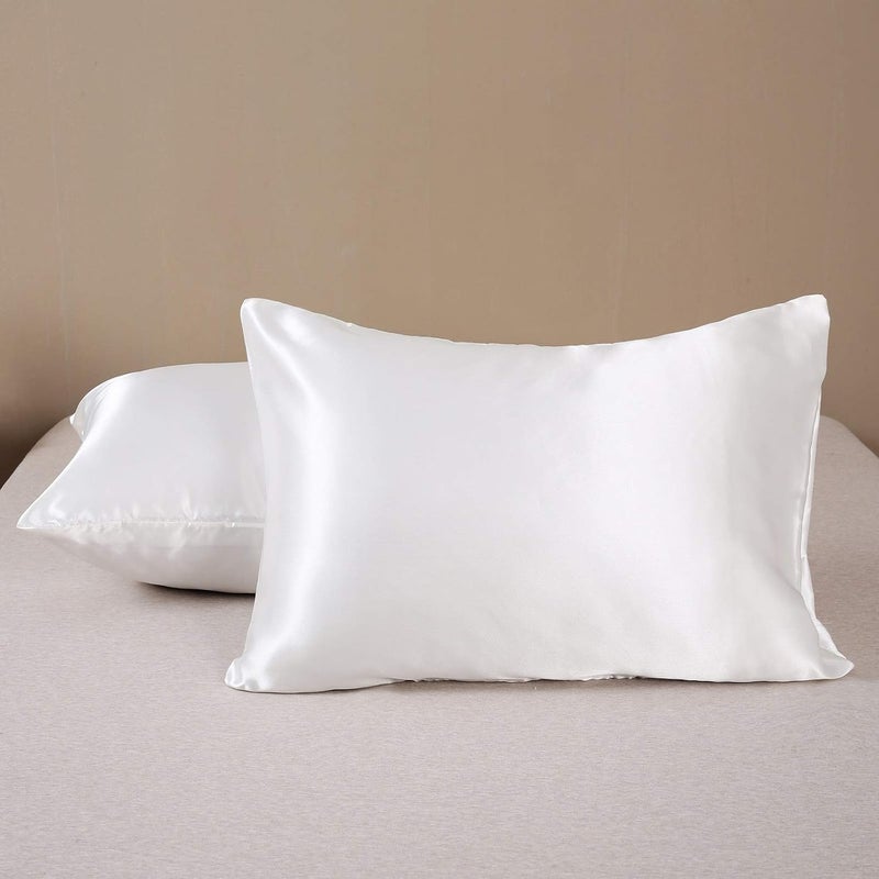 LCBD Silky Satin Toddler Pillowcases Set of 2, Super Soft Travel Pillow Covers, Small Kids Pillow Cases with Envelope Closure, 13"x 18", Ivory - Image 5