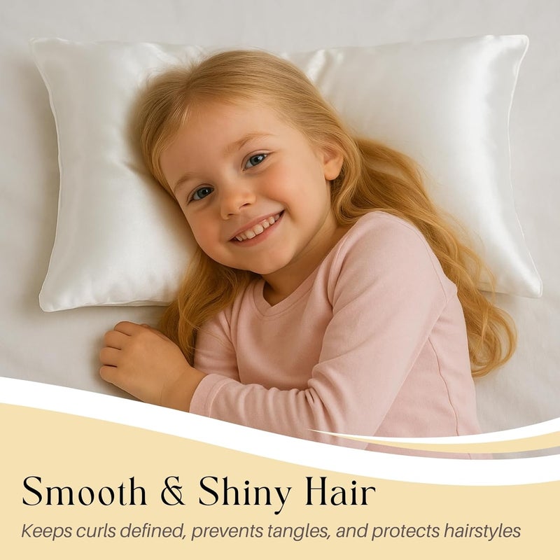 LCBD Silky Satin Toddler Pillowcases Set of 2, Super Soft Travel Pillow Covers, Small Kids Pillow Cases with Envelope Closure, 13"x 18", Ivory - Image 2