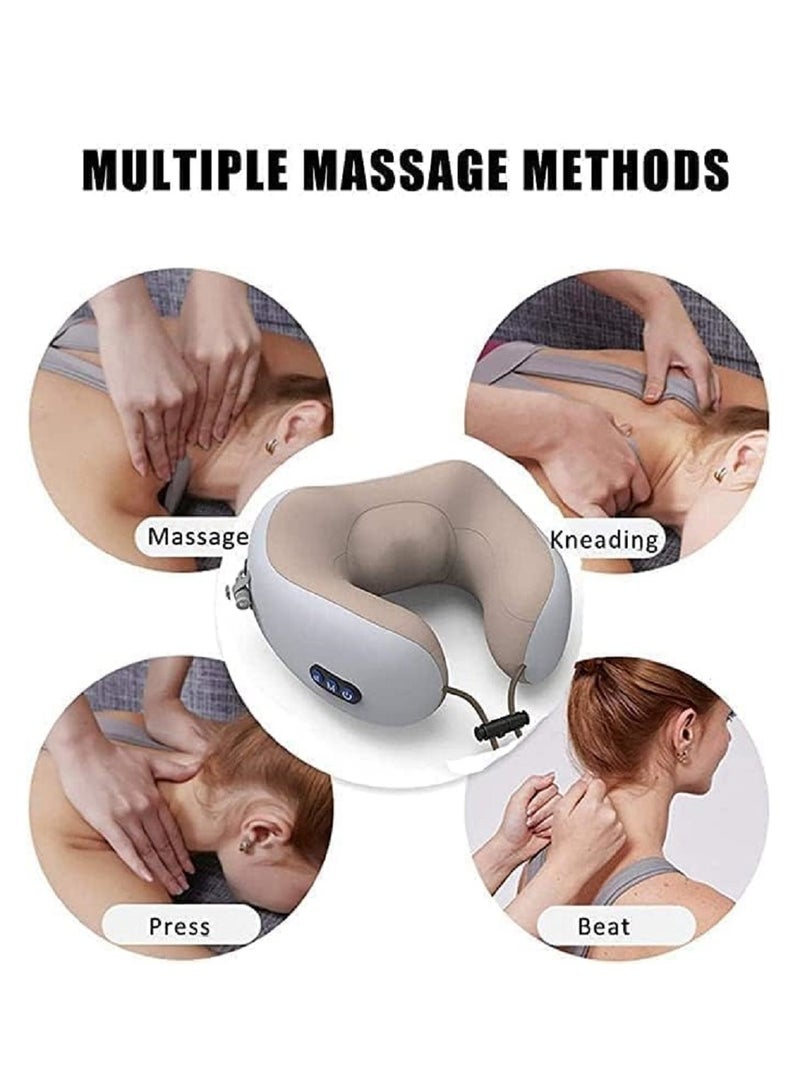 Generic Ultrazone U-Shaped Rechargeable Neck Massager Pillow Multifunctional Electric Neck Massager for Muscle Stress Relief Battery Operated Grey - Image 3