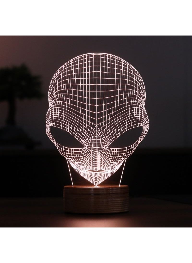 By-Lamp Alien Figured Decorative Gift Led Table Lamp | 7 Light Colors | Wooden Base  - Image 1