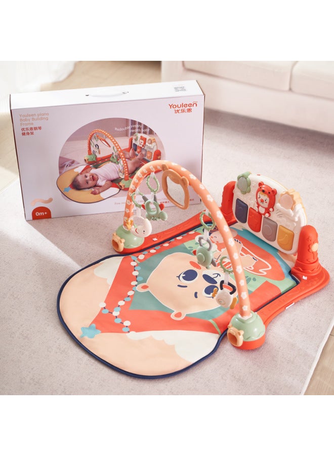 Newborn Baby Full Moon Gift For Newborn Baby Gift Rattle Box Set Plush Toy Pacifying Doll-Color:9306 Upgraded Piano Fitness Frame  - Image 1