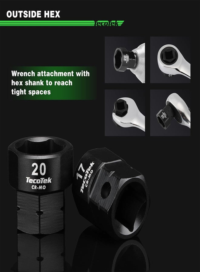 TecoTek 15-Piece 1/2-Inch Drive Metric Low Profile Impact Socket Set, Stubby Socket Set, 10mm-24mm, No Skips Sizes, 6 Point, Cr-Mo, Shorter Socket for Tight Areas - Image 5