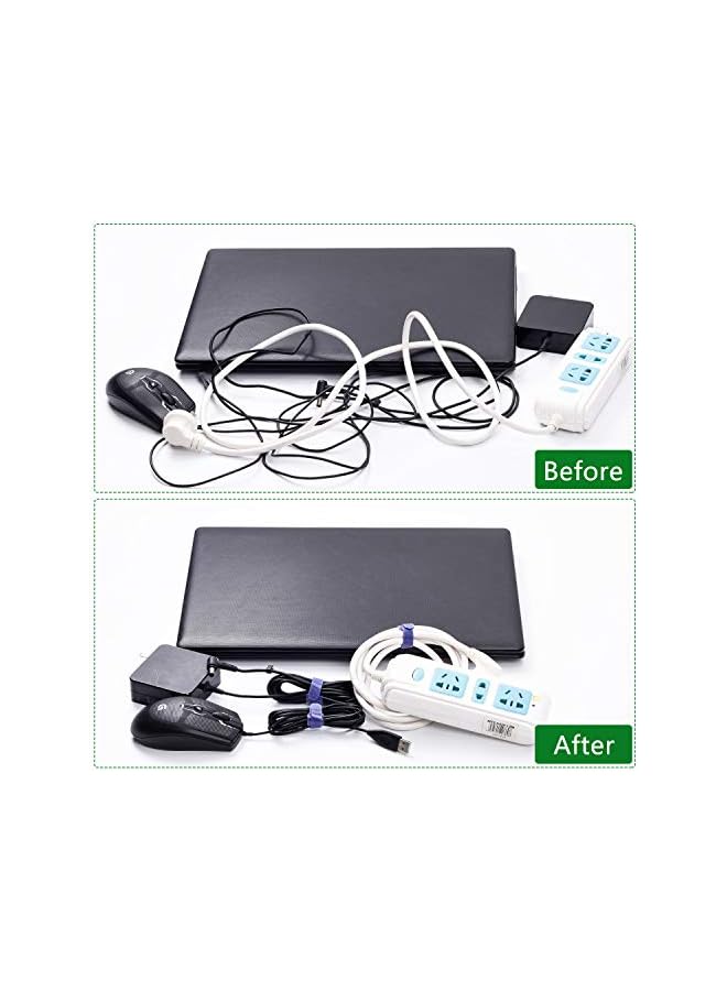 promass 60 Pcs Reusable Fastening Cable Ties with Hook and Loop, Multi-Purpose Cable Straps Wire Ties Cable Management, Adjustable Cord organizer Ties for Computer/TV/Electronics, 3 Sizes and 5 Colors - Image 5