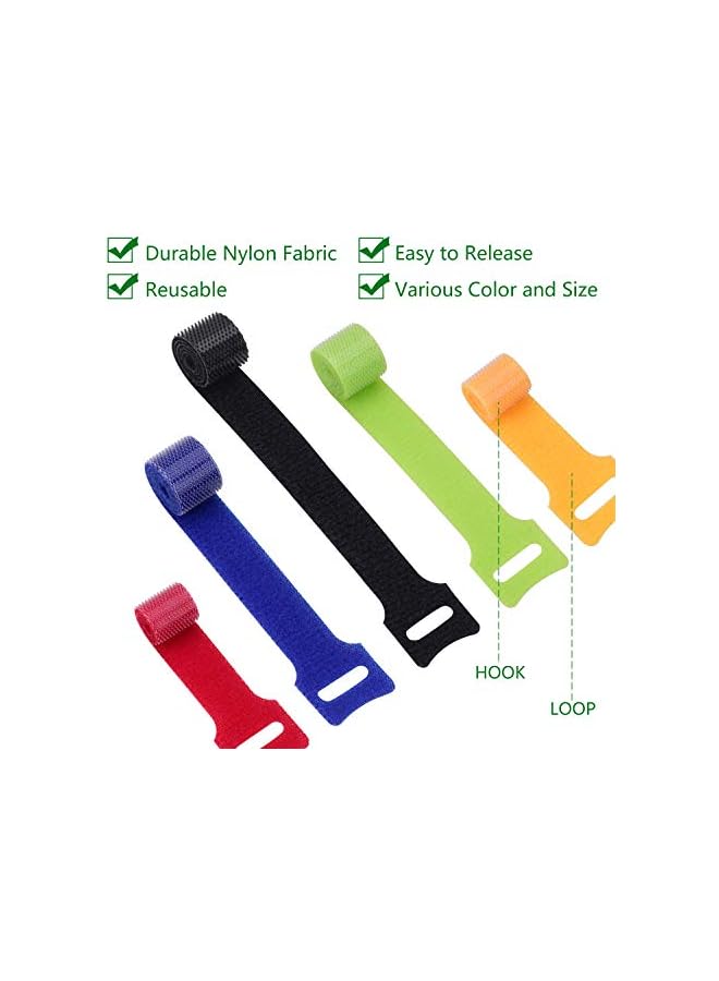 promass 60 Pcs Reusable Fastening Cable Ties with Hook and Loop, Multi-Purpose Cable Straps Wire Ties Cable Management, Adjustable Cord organizer Ties for Computer/TV/Electronics, 3 Sizes and 5 Colors - Image 3