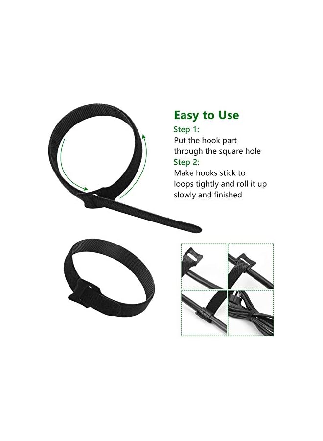 promass 60 Pcs Reusable Fastening Cable Ties with Hook and Loop, Multi-Purpose Cable Straps Wire Ties Cable Management, Adjustable Cord organizer Ties for Computer/TV/Electronics, 3 Sizes and 5 Colors - Image 4