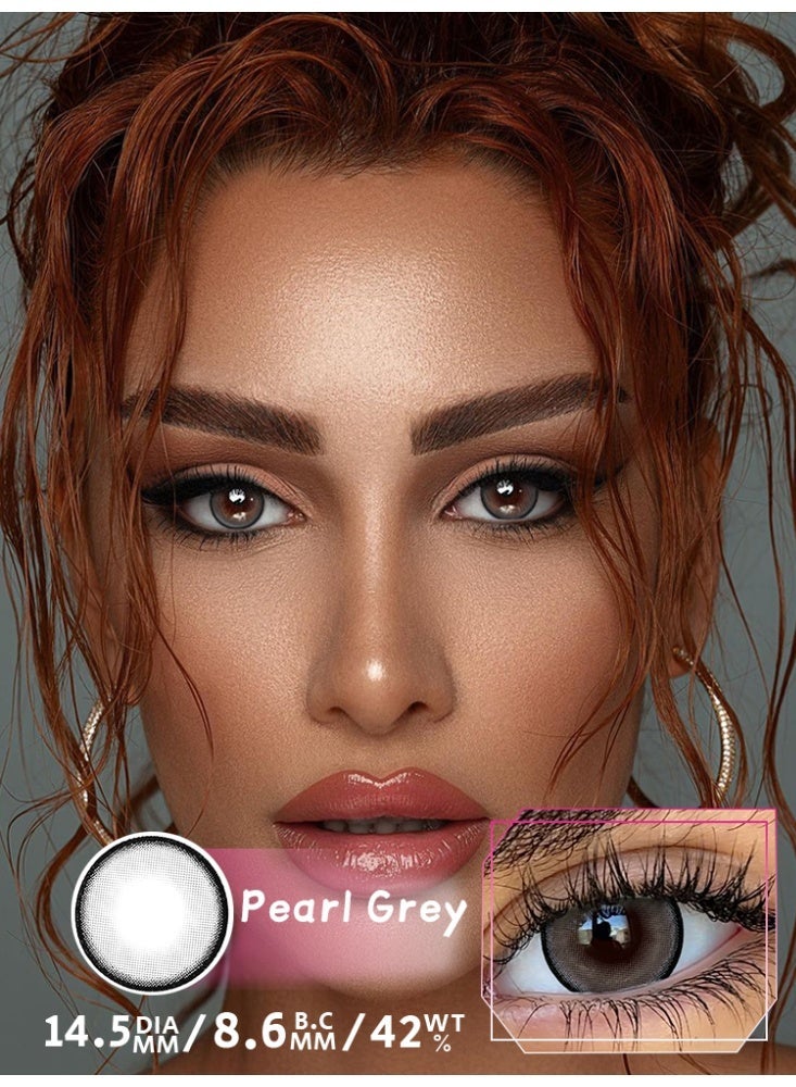 يواي عدسات لاصقة ملونة رمادية من ماركة UYAAI قابلة للاستخدام لمدة سنة، عدسات تجميلية مناسبة للجنسين، عدسات فاشن قوية المبيعات، مع وعاء تحضير - Image 1