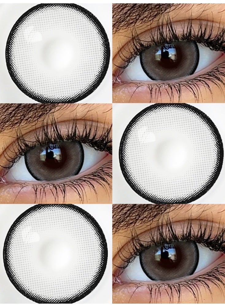 يواي عدسات لاصقة ملونة رمادية من ماركة UYAAI قابلة للاستخدام لمدة سنة، عدسات تجميلية مناسبة للجنسين، عدسات فاشن قوية المبيعات، مع وعاء تحضير - Image 2