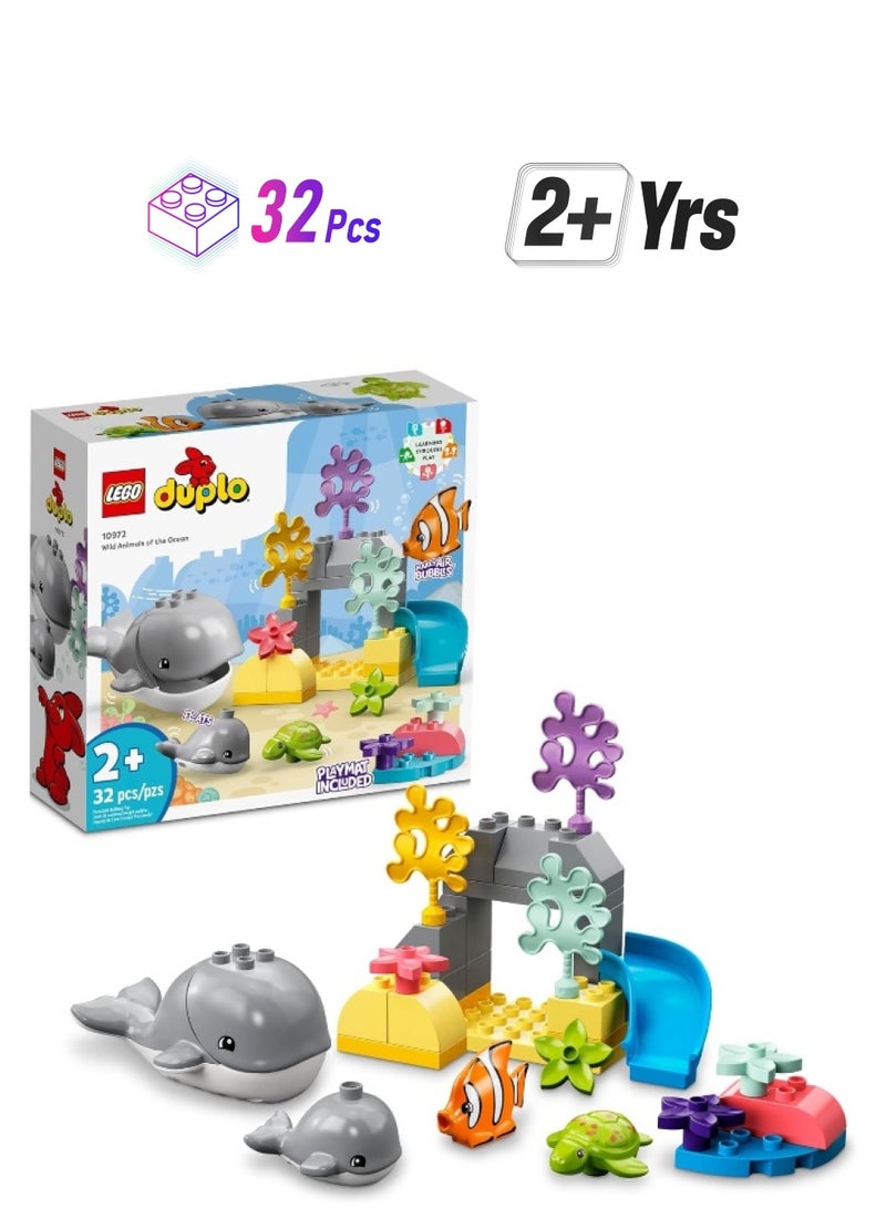 LEGO مجموعة ألعاب بناء حيوانات المحيط البرية من ليجو دوبلو 10972 للأطفال الصغار والأولاد والبنات في سن ما قبل المدرسة من سن 2 إلى 5 سنوات (32 قطعة) - Image 1