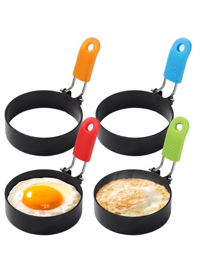 Egg Ring Stainless Steel Egg Cooking Ring with Anti-scald Handle Pancake Mold for Breakfast Sandwiches Egg Muffins,4Pcs - Image 1