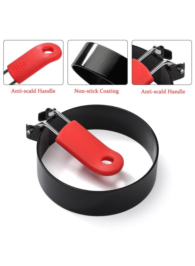Egg Ring Stainless Steel Egg Cooking Ring with Anti-scald Handle Pancake Mold for Breakfast Sandwiches Egg Muffins,4Pcs - Image 2