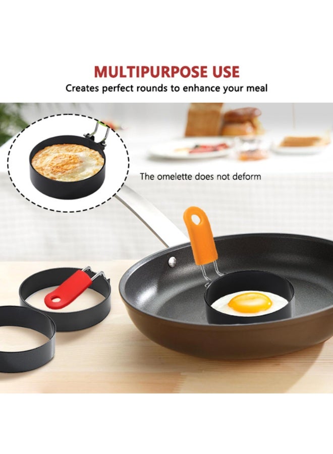 Egg Ring Stainless Steel Egg Cooking Ring with Anti-scald Handle Pancake Mold for Breakfast Sandwiches Egg Muffins,4Pcs - Image 4