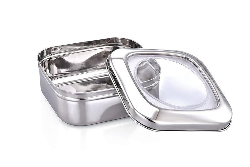 Expresso Stainless Steel Kitchens Storage Costa Square Shape Container Box with Plain Lid Small 1 Pcs 1500 ml Size 17 X 17 X 6 cm - Image 2