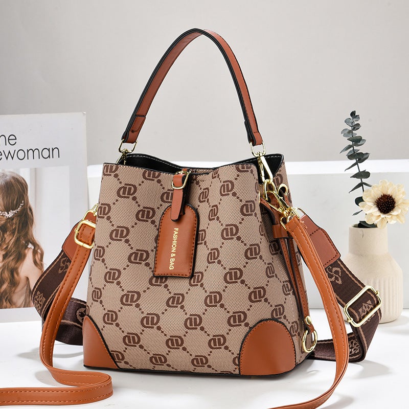 New Style Popular Bucket Bag Simple Printed Women'S Bag High-End Retro Women'S Bag All-Match Shoulder Crossbody Bag - Image 4