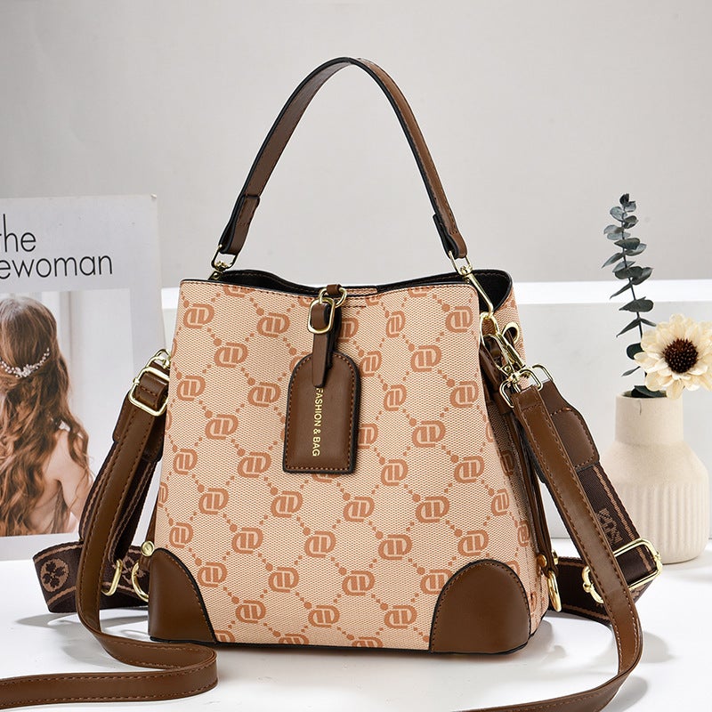New Style Popular Bucket Bag Simple Printed Women'S Bag High-End Retro Women'S Bag All-Match Shoulder Crossbody Bag - Image 5