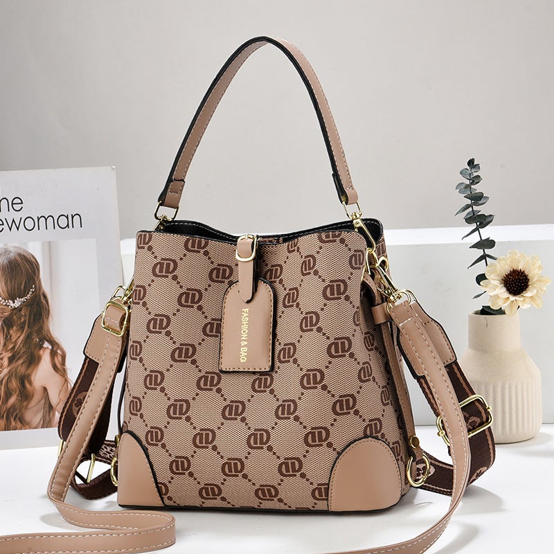 New Style Popular Bucket Bag Simple Printed Women'S Bag High-End Retro Women'S Bag All-Match Shoulder Crossbody Bag - Image 3