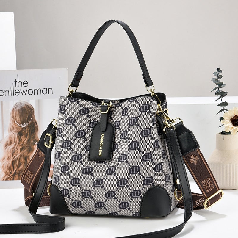 New Style Popular Bucket Bag Simple Printed Women'S Bag High-End Retro Women'S Bag All-Match Shoulder Crossbody Bag - Image 2