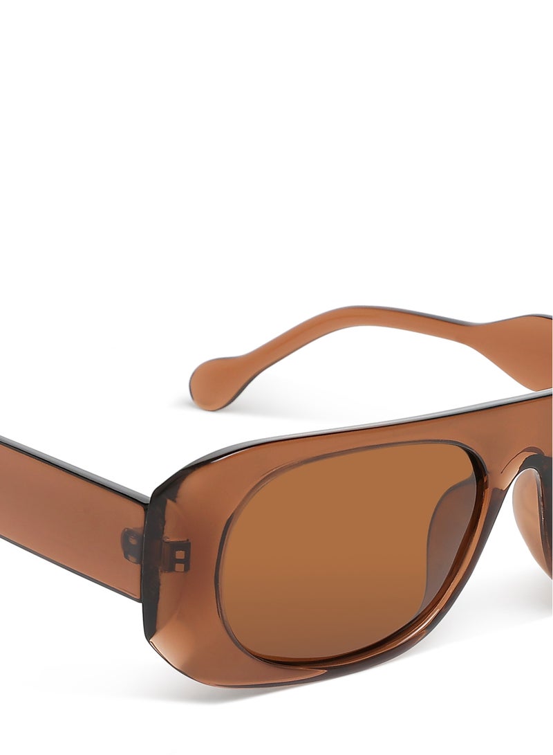 London Rag Flat Bridge Oval Sunglasses in Brown - Image 4