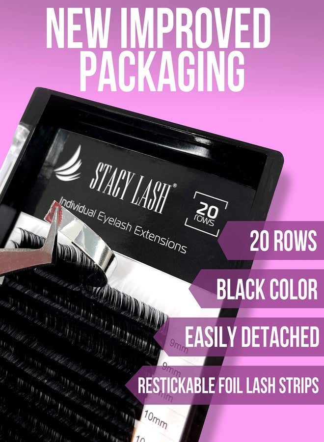 Stacy Lash Eyelash Extensions J Curl by Stacy Lash/Black Individual Mink Lashes Supplies (0.15mm, 13mm) - Image 2