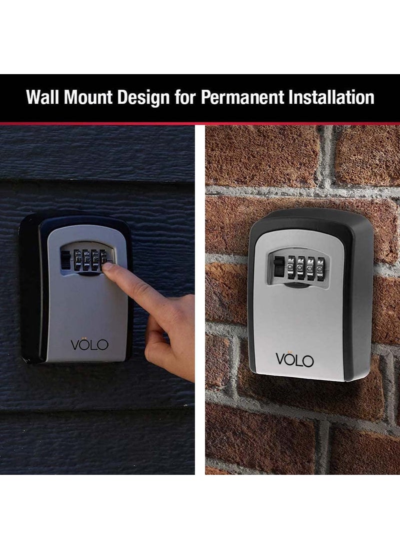 Volo Volo Lock Wall Mount Key Lock Box With Resettable Combination Lock Outdoor Key Lock Box 5 Key Capacity Metal Grey  - Image 5